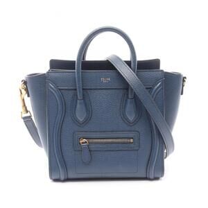 Celine Luggage Nano Shopper Handbag, Leather, Women's, Blue